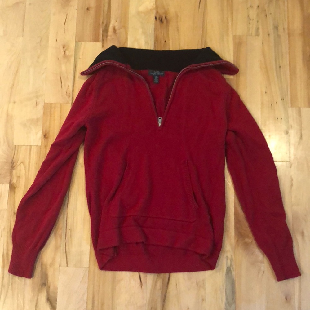 quarter zip sweater with kangaroo pocket